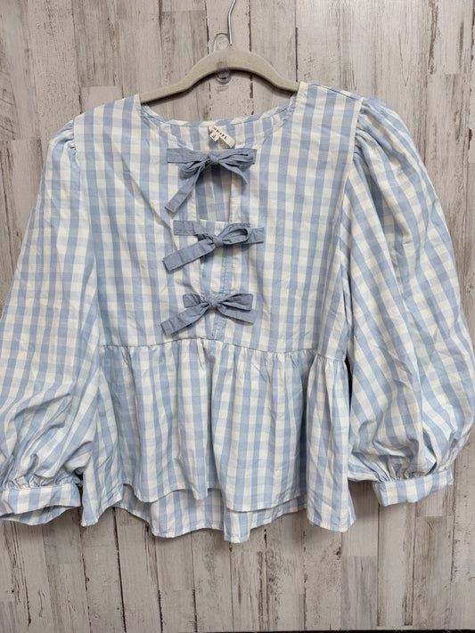 BLUE JODIDFL GINGHAM BOW BLOUSE, LADIES S