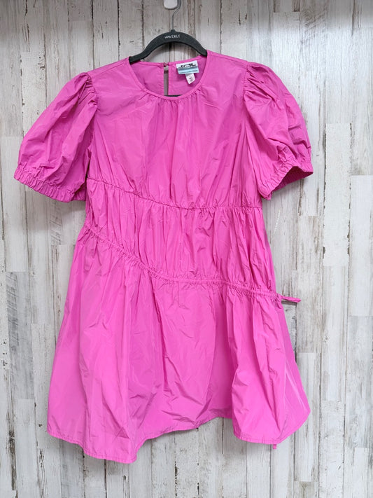 BRIGHT PINK FUTURE COLLECTIVE TIER PUFF SLEEVE DRESS, LADIES S