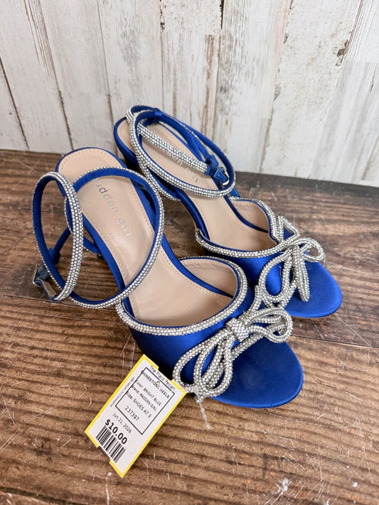 BRIGHT BLUE MADDEN GIRL RHINESTONE HEELS, SHOES A7.5