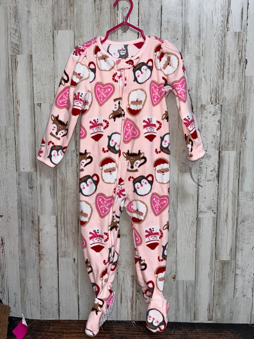 PINK CARTERS SANTA FLEECE SLEEPER, GIRL 2T