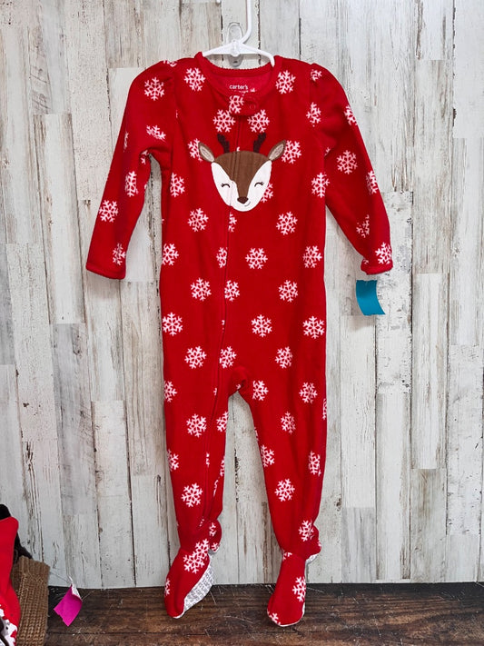 RED CARTERS REINDEER FLEECE SLEEPER, GIRL 2T