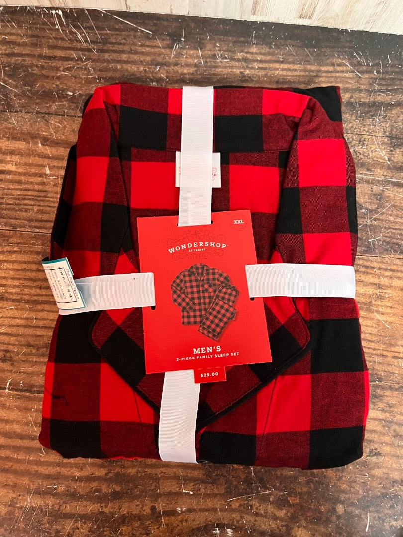 RED/BLACK WONDERSHOP NEW PLAID PJ SET, MEN 2X
