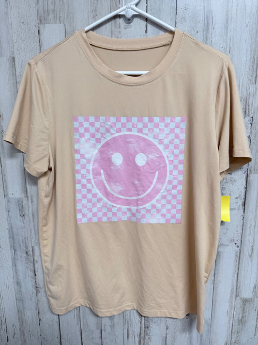 PEACH SHEIN SMILEY CHECKERED TEE, LADIES M