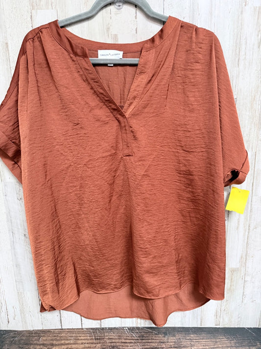 BROWN GIBSON LATINER SILKY CUFF SLEEVE BLOUSE, LADIES L