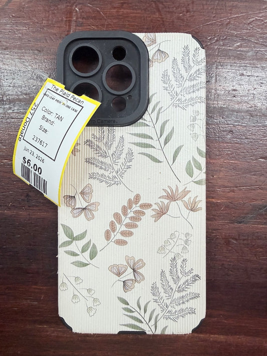 TAN  HARD LEAF PRINT PHONE CASE