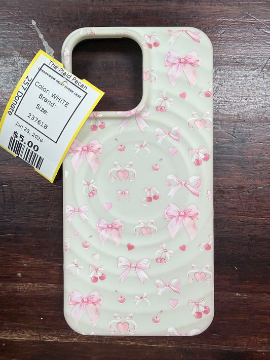 WHITE  CHERRY/BOW PRINT PHONE CASE