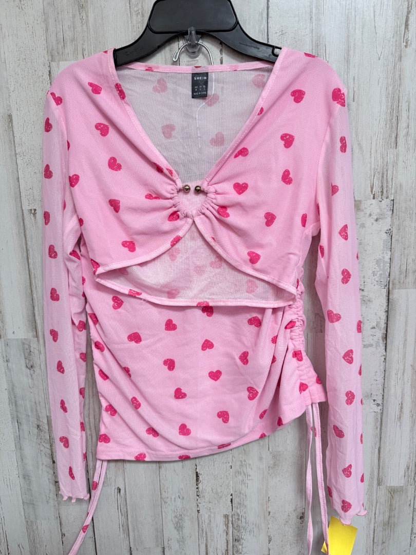 PINK SHEIN MESH HEART 2PC SET, LADIES XS