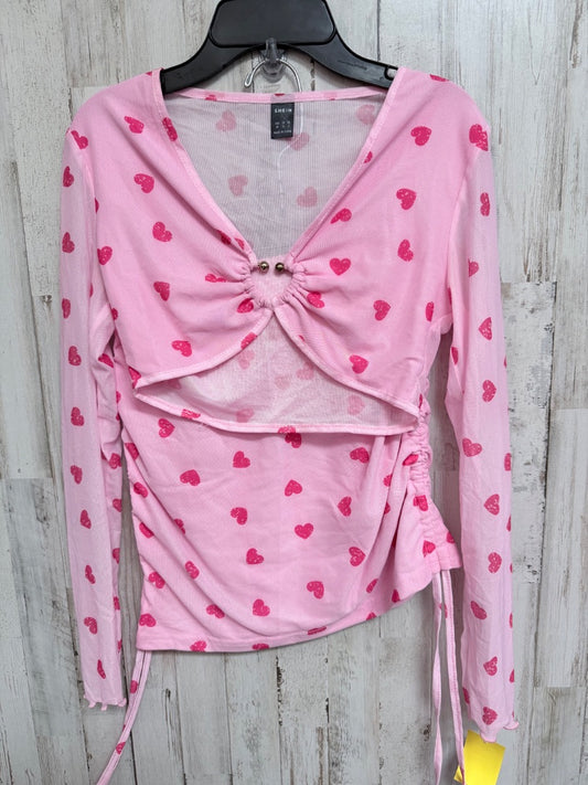 PINK SHEIN MESH HEART 2PC SET, LADIES XS