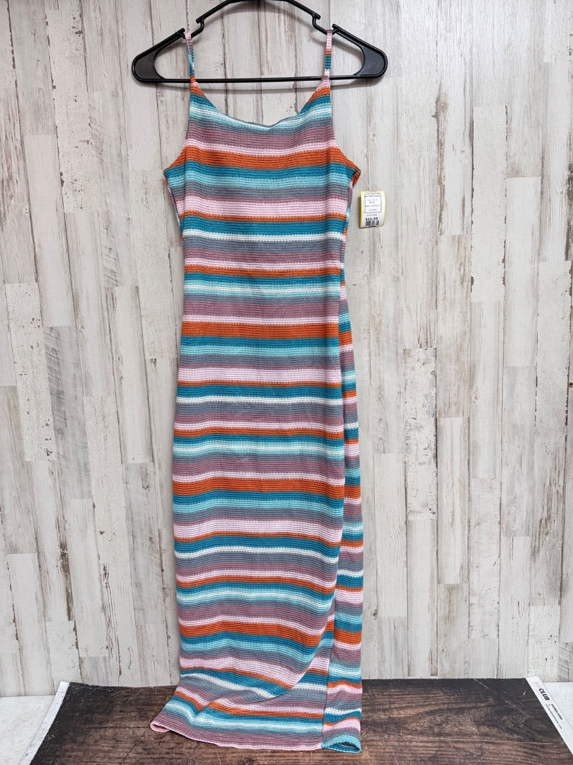 BLUE  KNIT MAXI DRESS, LADIES M