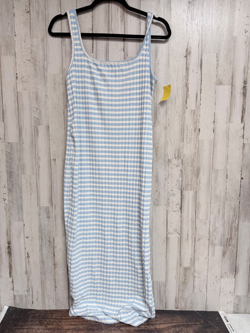 BLUE/WHITE SHEIN KNIT STRIPE MAXI, LADIES L