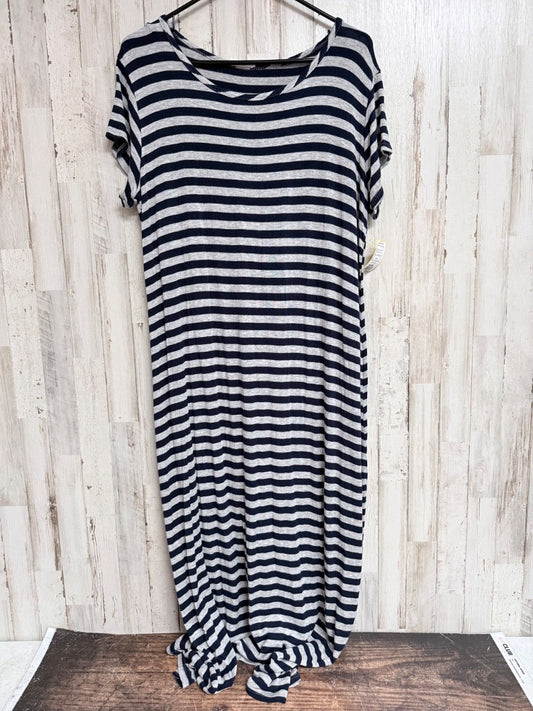 NAVY/GREY PINC COTTON STRIPE MAXI, LADIES 3X