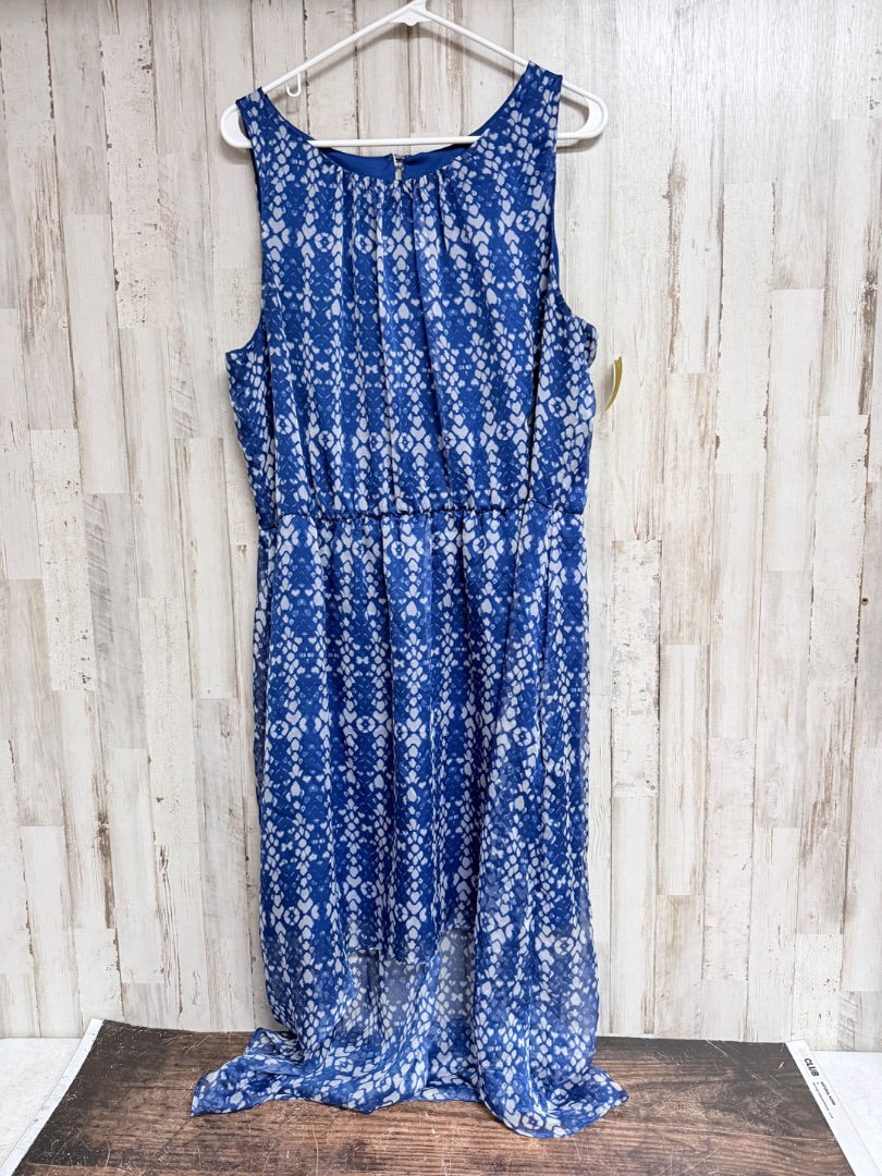 BLUE CATO PRINTED HI LOW DRESS, LADIES XL