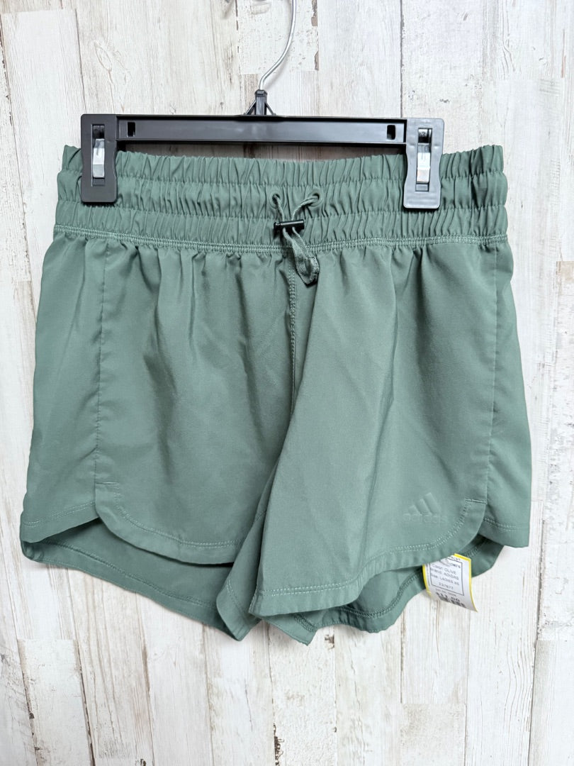 OLIVE ADIDAS ATHLETIC SHORTS, LADIES XS