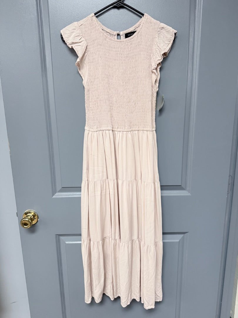BEIGE ZESICA SMOCK MAXI DRESS, LADIES S