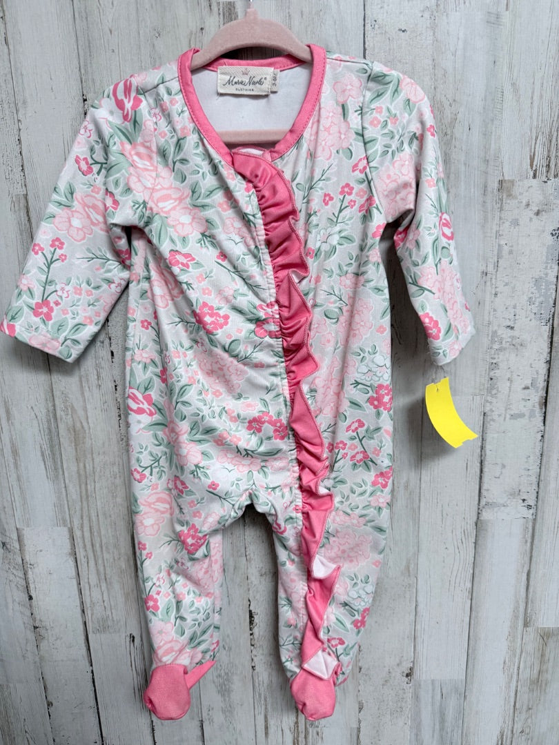 BLUSH MARIE NICOLE FLORAL RUFFLE SLEEPER, GIRLS 3/6M