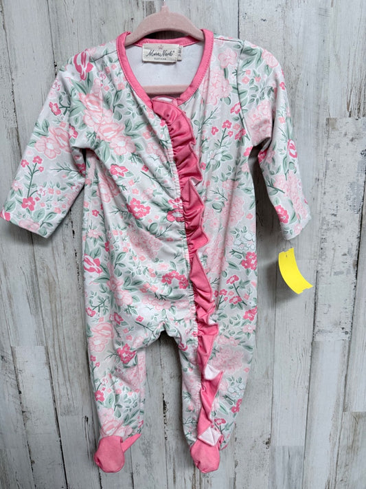 BLUSH MARIE NICOLE FLORAL RUFFLE SLEEPER, GIRLS 3/6M