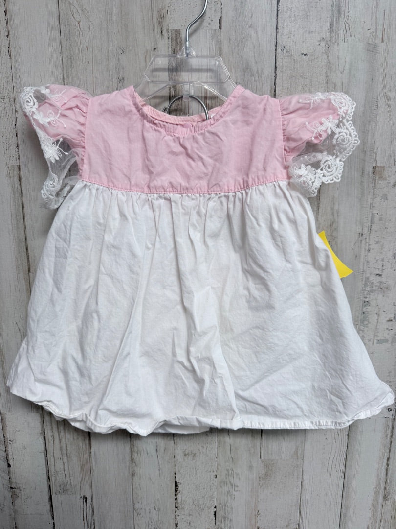 WHITE/PINK BOUTIQUE LACE TRIM 2PC SET, GIRLS 6M
