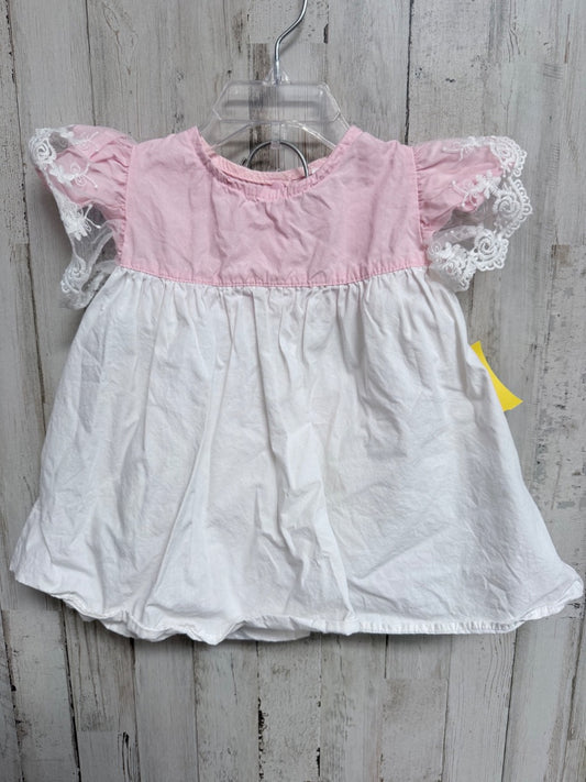 WHITE/PINK BOUTIQUE LACE TRIM 2PC SET, GIRLS 6M