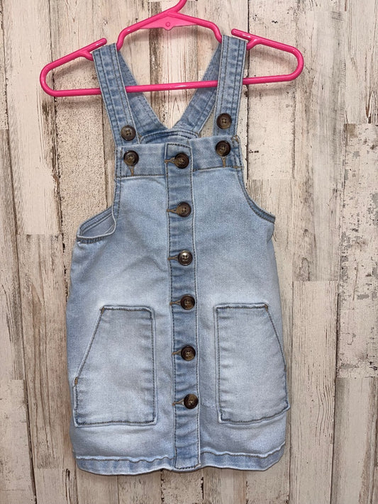 BLUE WONDER NATION GIRL'S 2T DENIM BUTTON OVERALL DRESS, GIRLS 2T