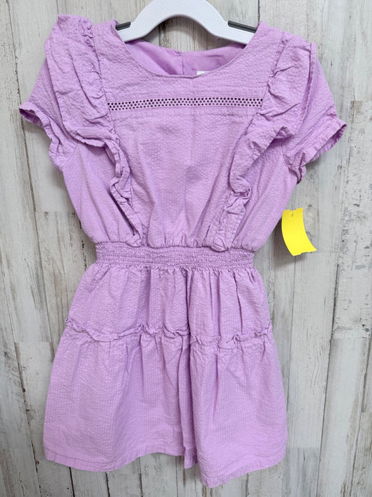 PURPLE WONDER NATION TEXTURE TIER DRESS, GIRLS 4/5