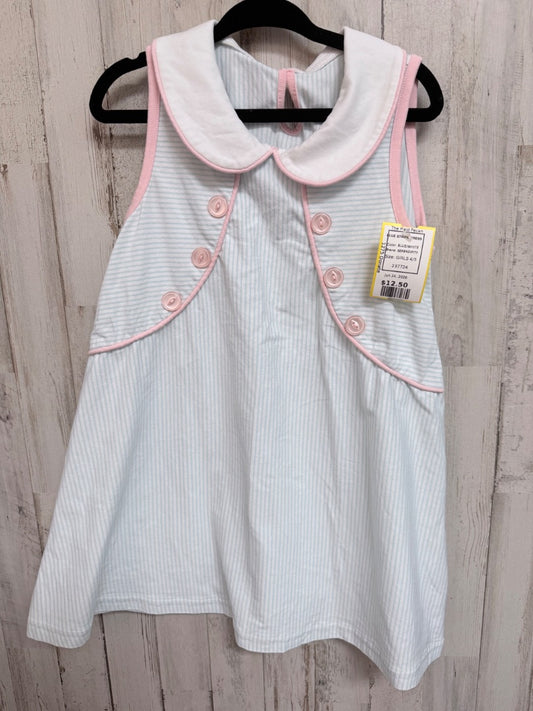 BLUE/WHITE SERENDIPITY BLUE STRIPE DRESS, GIRLS 4/5