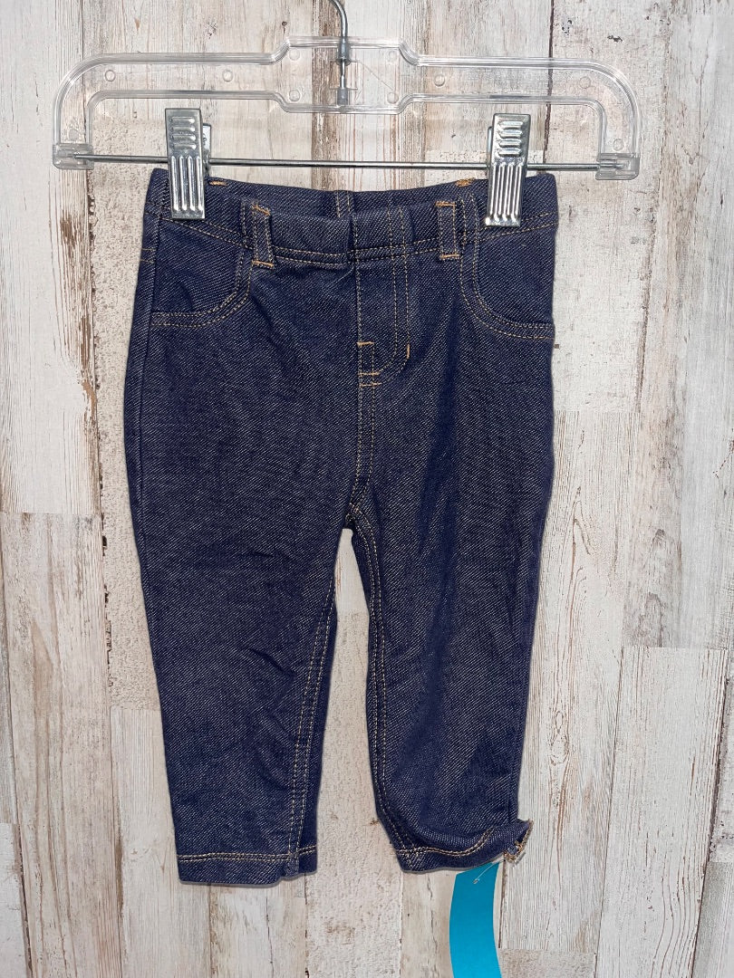 NAVY  CHAMBRAY LEGGINGS, GIRL 6-9M