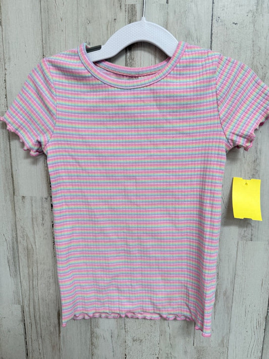 PINK GARANIMALS STRIPE RIBBED TEE, GIRLS 4T