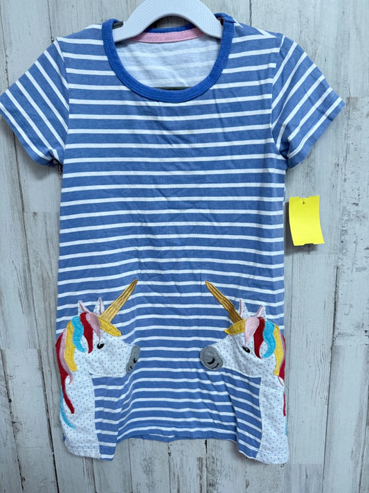 BLUE  UNICORN DRESS, GIRLS 4/5