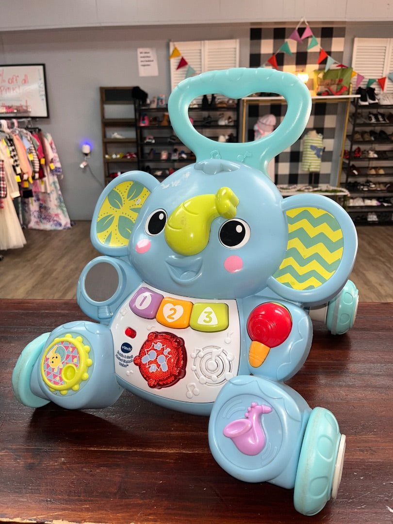 BLUE VTECH ELEPHANT MUSICAL WALKER