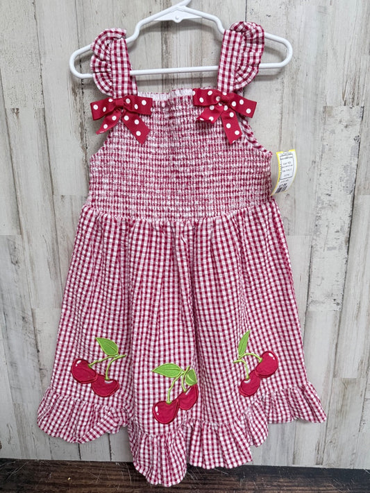 RED RARE EDITIONS PLAID CHERRY DRESS, GIRLS 5