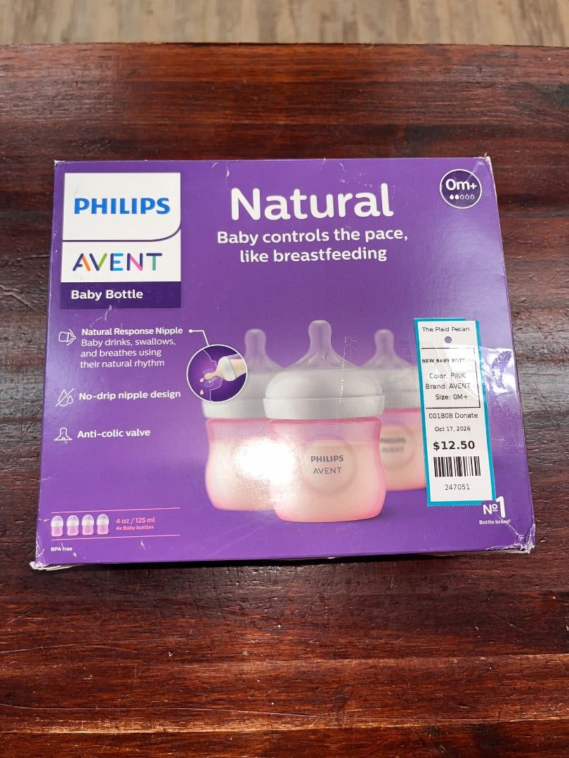 PINK AVENT NEW BABY BOTTLES, 0M+