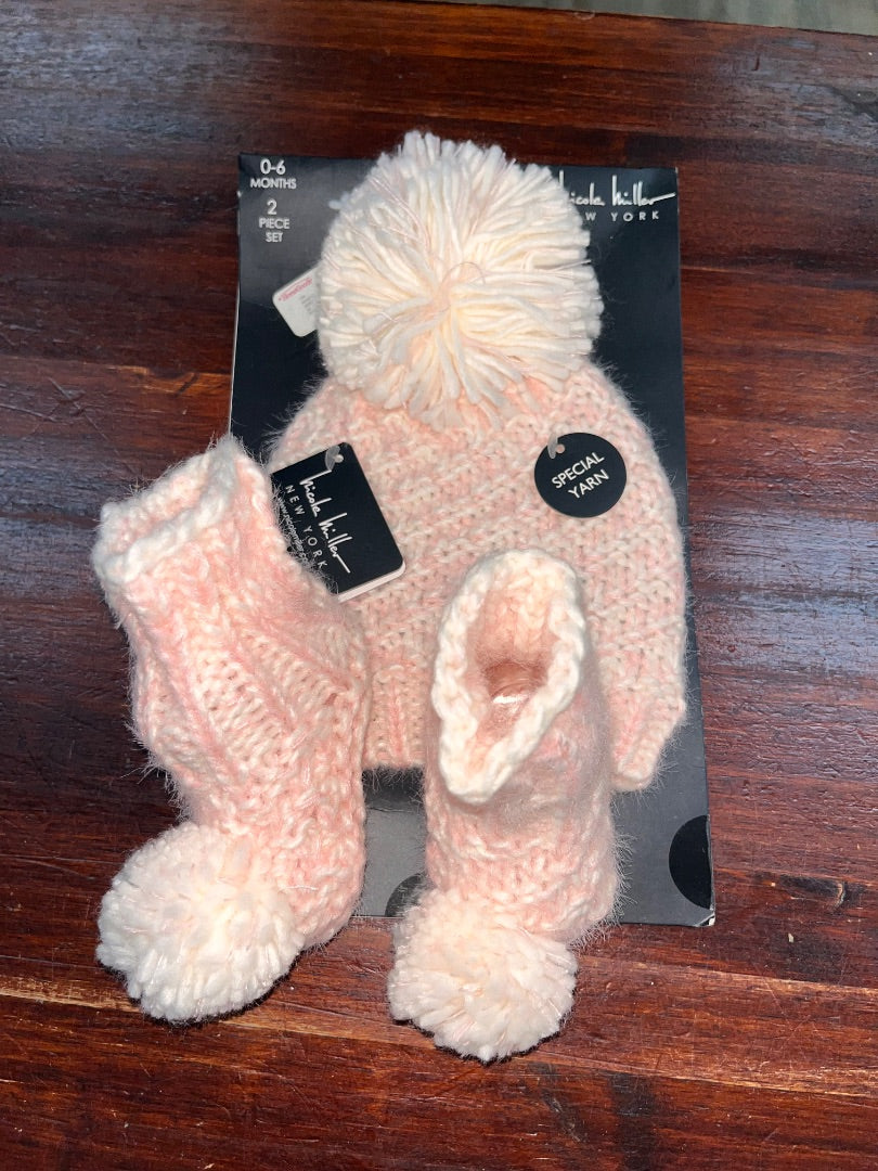 PINK NICOLE MILLER NEW 3PC KNIT SET, 0-6M