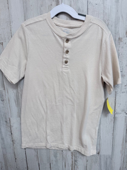 BEIGE WONDER NATION BUTTON TOP, BOYS 8