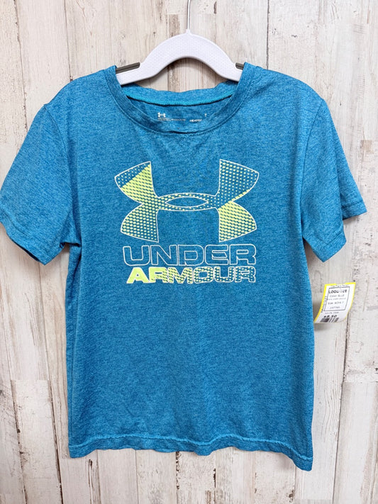 BLUE UNDER ARMOUR LOGO TEE, BOYS 7