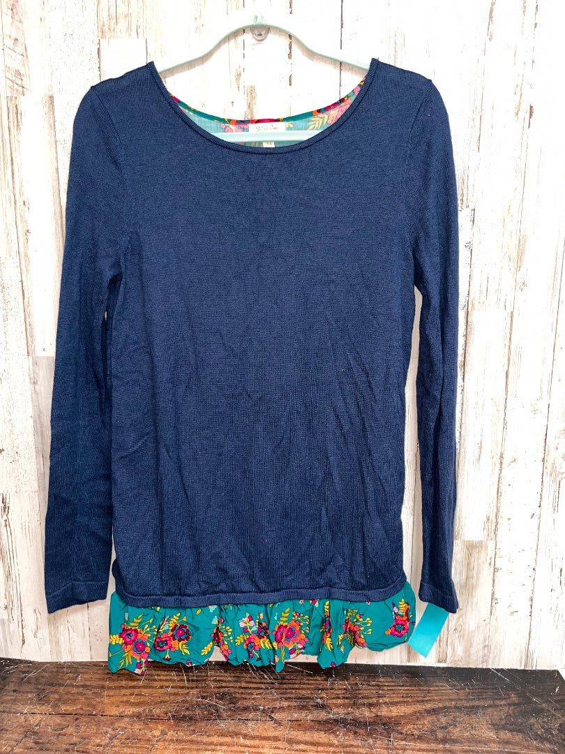 NAVY MATILDA JANE FLORAL KNIT TOP, LADIES XS