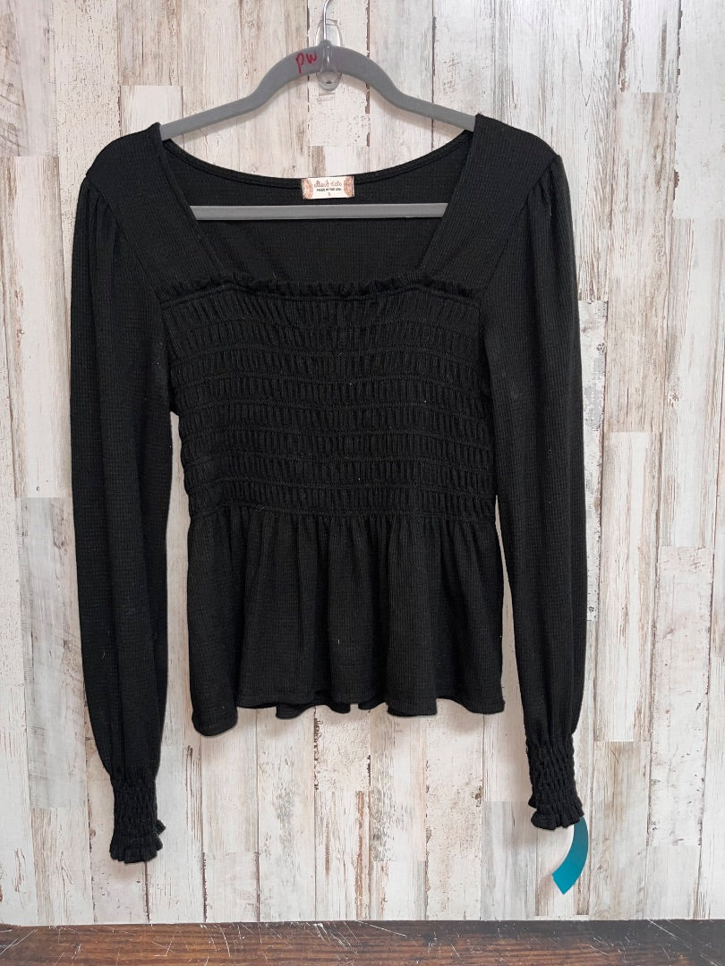 BLACK ALTARD STATE SMOCK WAFFLE KNIT TOP, LADIES S