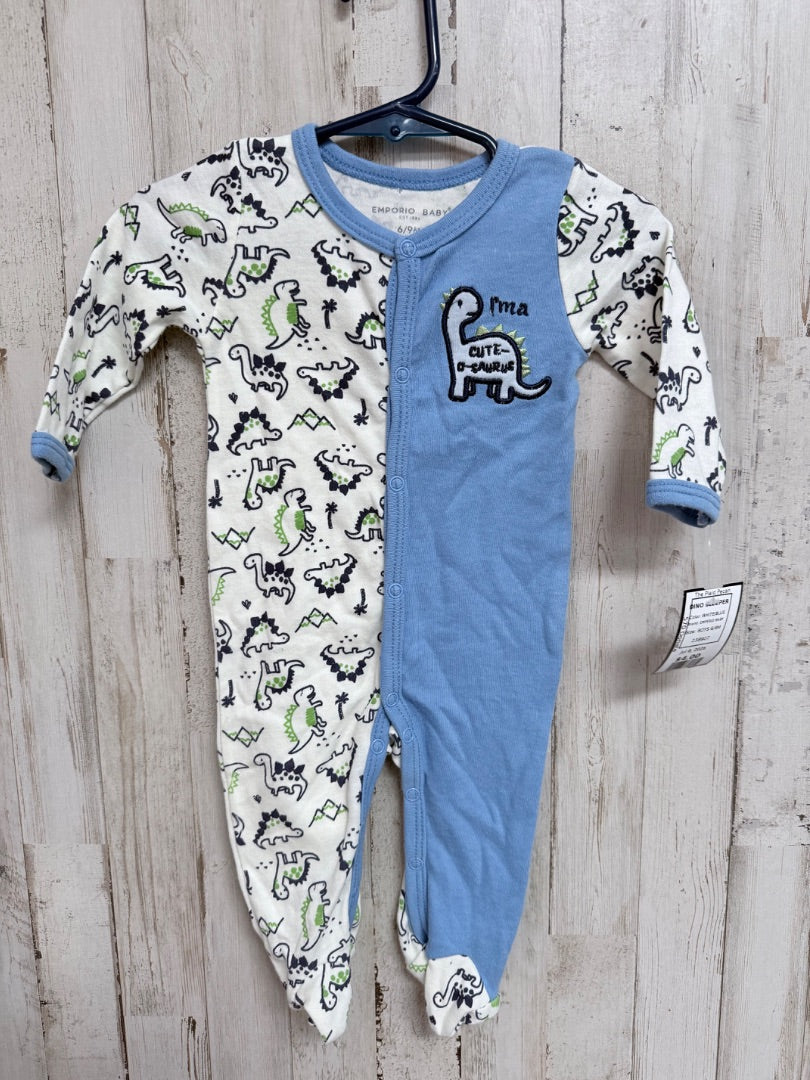 WHITE/BLUE EMPERIO BABY DINO SLEEPER, BOYS 6/9M