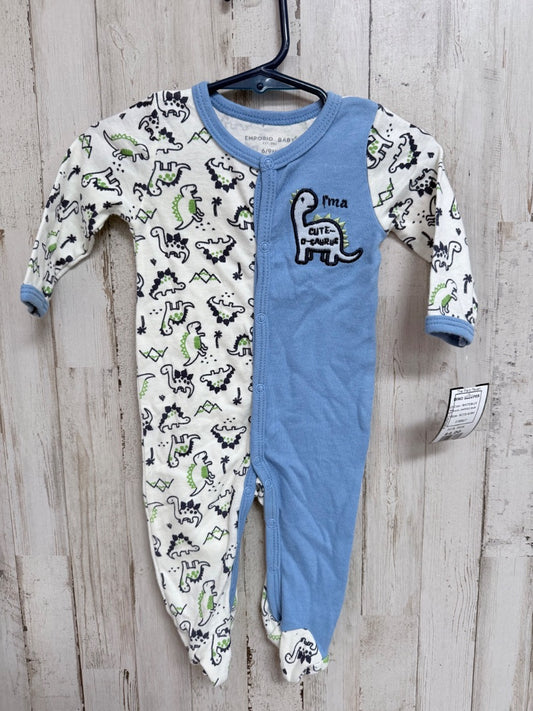 WHITE/BLUE EMPERIO BABY DINO SLEEPER, BOYS 6/9M