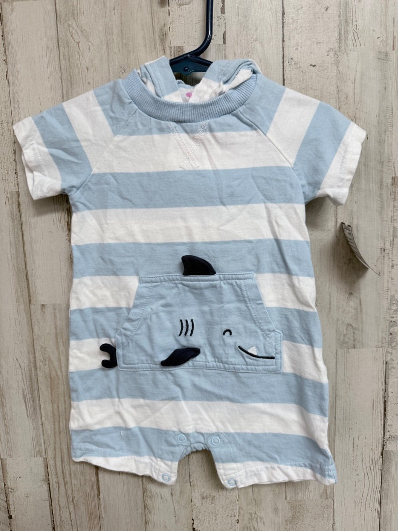 BLUE/WHITE CARTERS WHALE ROMPER, BOYS 12M