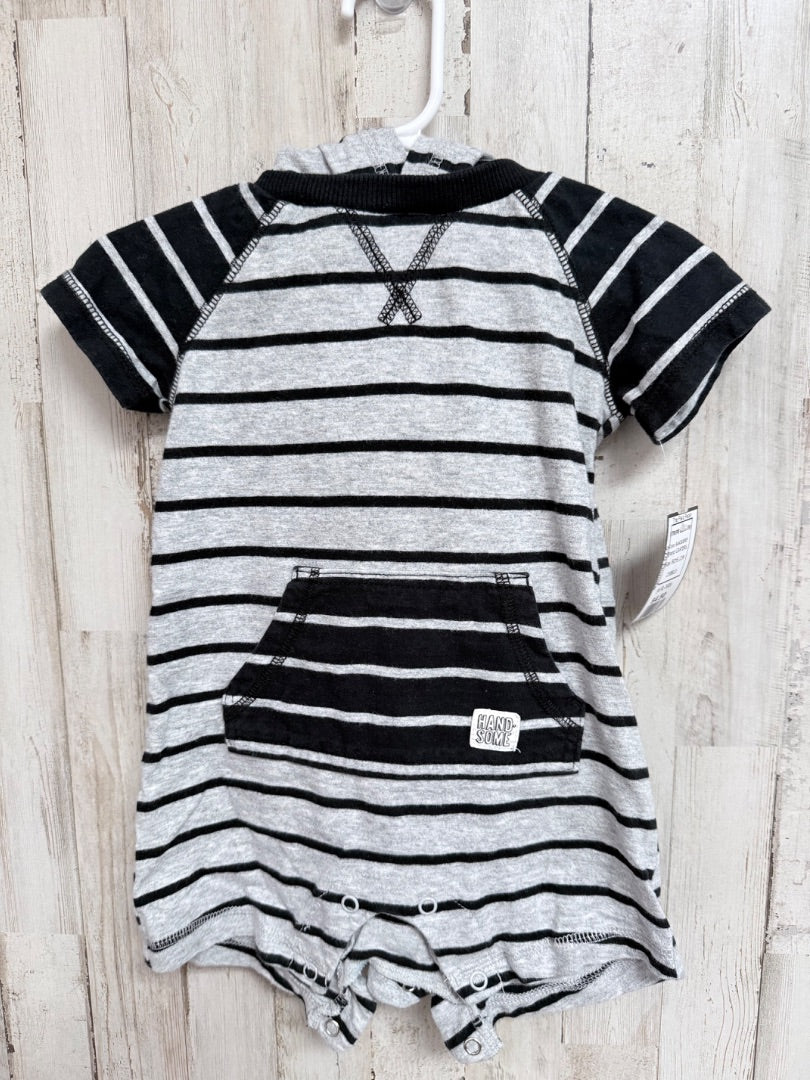 BLACK/GREY CARTERS STRIPE ROMPER, BOYS 12M