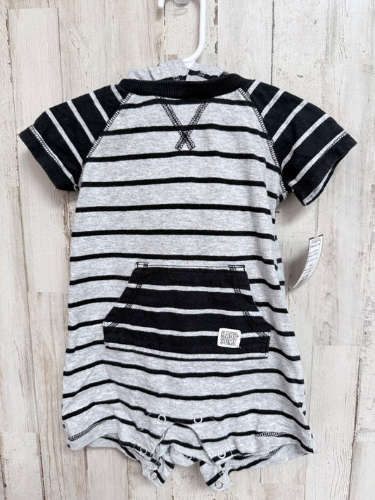 BLACK/GREY CARTERS STRIPE ROMPER, BOYS 12M