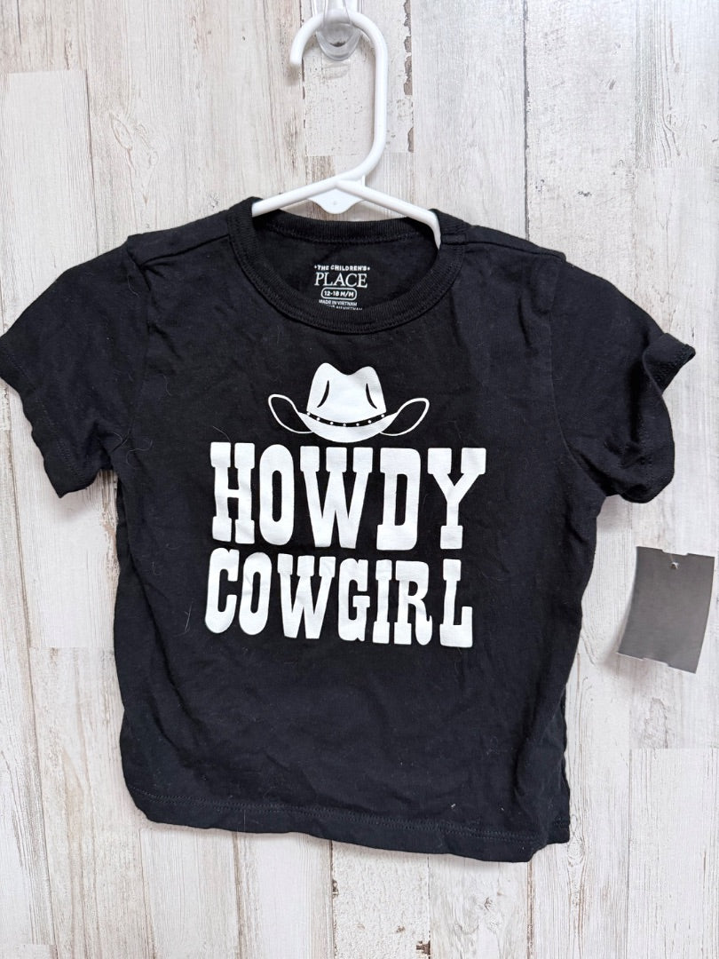 BLACK CHILDRENS PLACE HOWDY COWGIRL TEE, BOYS 12/18M