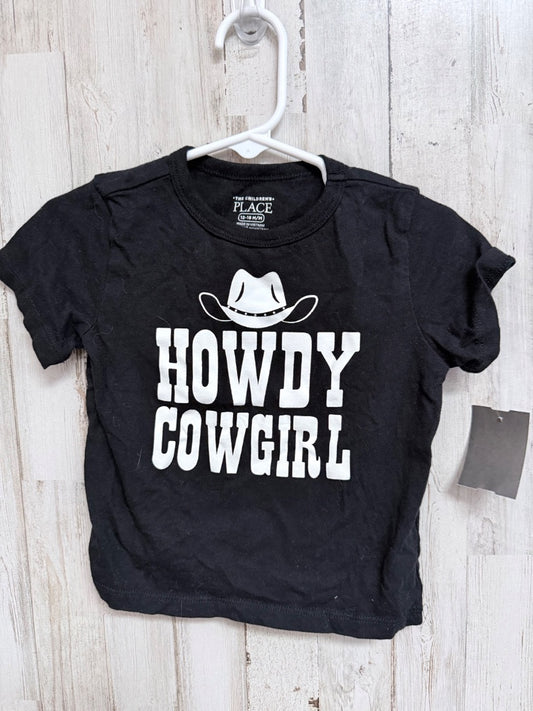 BLACK CHILDRENS PLACE HOWDY COWGIRL TEE, BOYS 12/18M