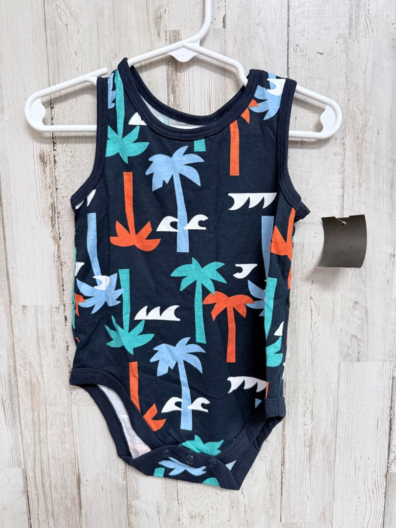 NAVY GARANIMALS PALM ONESIE, BOYS 18M