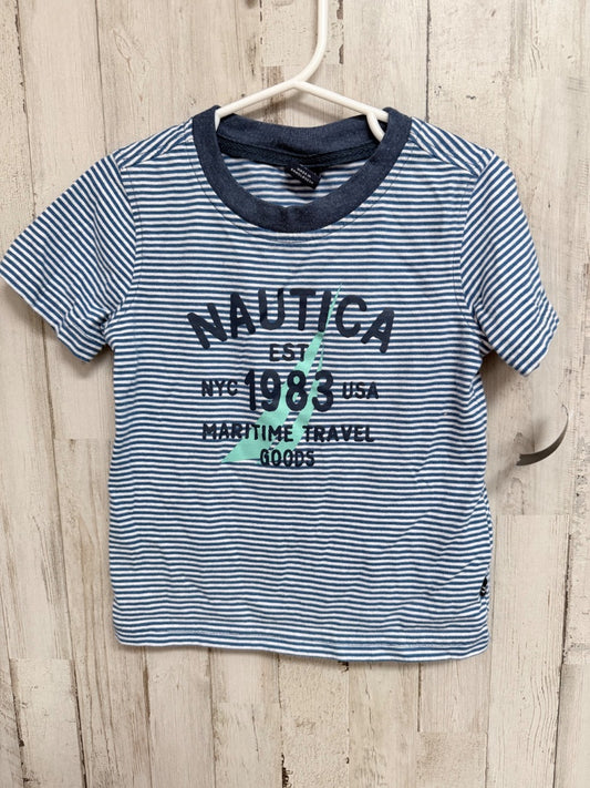 NAVY NAUTICA STRIPE LOGO TEE, BOYS 24M