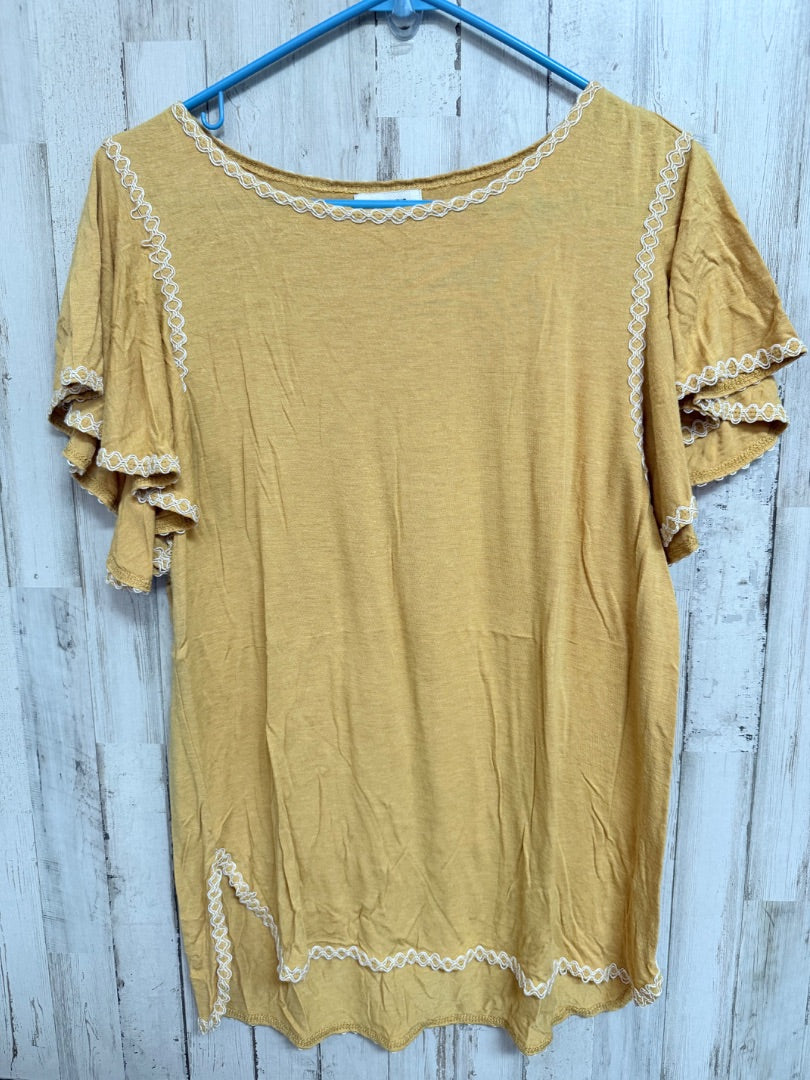 MUSTARD MAX STUDIO EMBROIDERED TRIM TOP, LADIES L