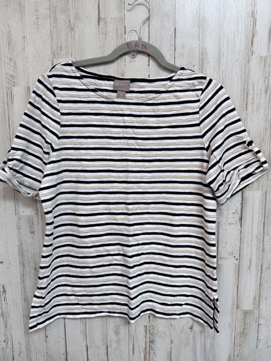 BLACK/WHITE CHICOS STRIPE TEE, LADIES 1X