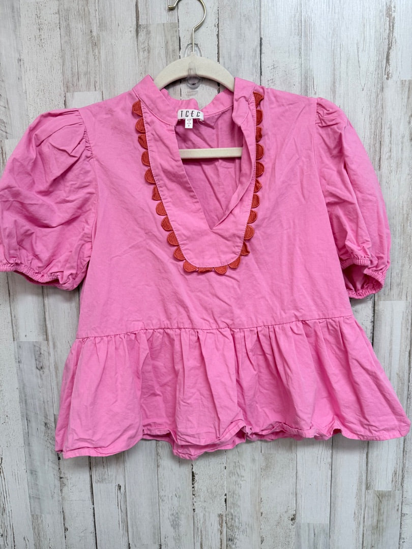PINK TCEC SCALLOP TRIM TOP, LADIES S