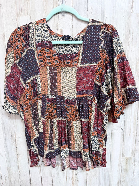 BROWN SKIES ARE BLUE PATCHWORK FLORAL TOP, LADIES S