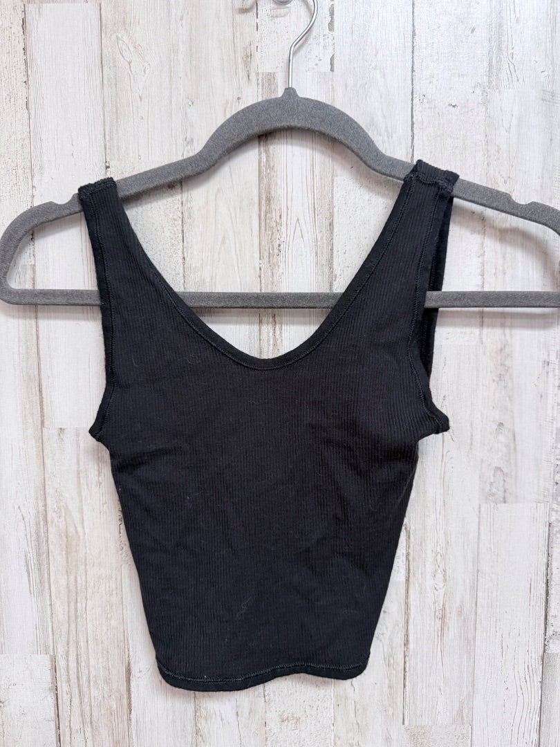 BLACK URBAN OUTFITTERS RIBBED TWIST BACK TANK, LADIES XS/S